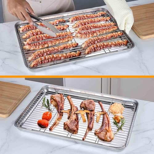 20x14 Inch XL Stainless Steel Baking Sheet with Cooling Rack Set (10 Count)