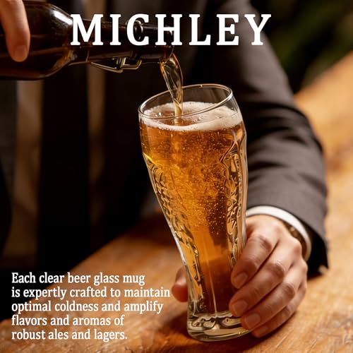MICHELY Beer Glasses Set of 4 (4 Count)