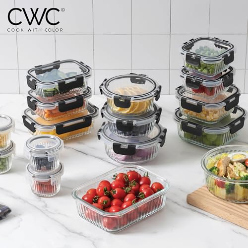 Premium 32 Pc. Borosilicate Glass Food Container Set with Dividers