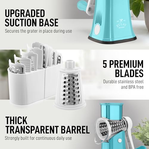Rotary Cheese Grater 5 Blade Cheese Shredder