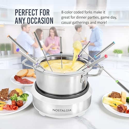 8 Cup Electric Fondue Pot Set for Cheese & Chocolate
