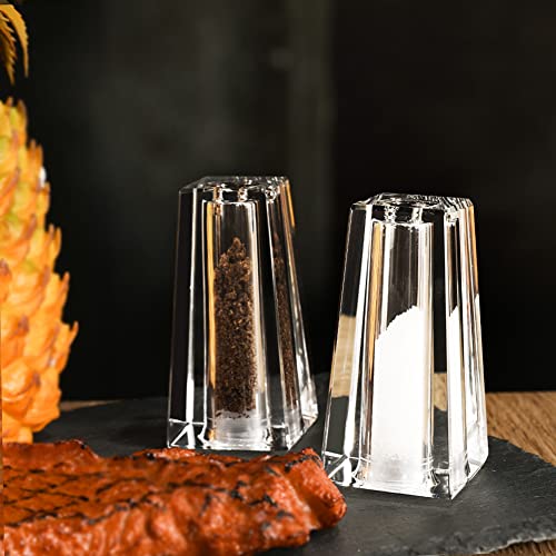 Salt and Pepper Shaker Set Spice Dispenser Refillable Design Cut Crystal Seasoning Shaker Kitchen Decor for Cooking Table