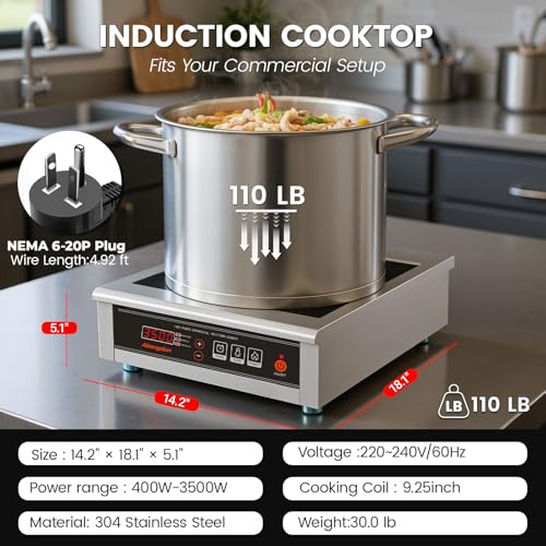 3500W Commercial Induction Cooktop