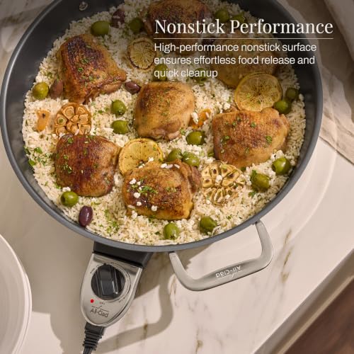 Electrics Stainless Steel and Nonstick Surface Skillet 7 Quart 1800 Watts Temp Control