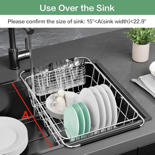 Large Dish Drainer Rack in Sink Adjustable