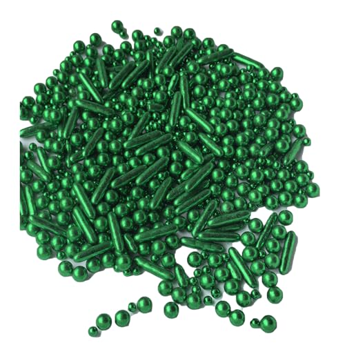 Sprinkles Green Pearl Sugar Candy Mix Size Baking Cake Decorations Cupcake Toppers Celebrations Shaker Jar Wedding Shower Party (4.6 Ounce)