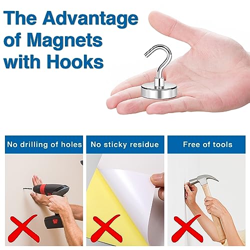 Magnetic Hooks Magnet Hook for Cruise Cabins 85LBS Essentials 6P (6 Count)