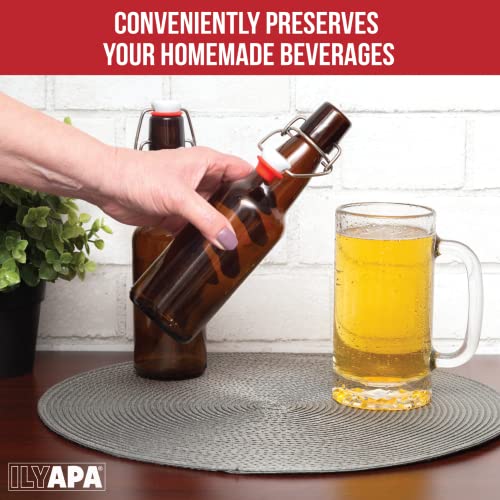 16 oz Amber Flip Top Glass Beer Bottles (12 Count)