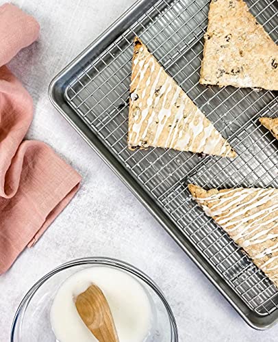 1607CR Bakeware Extra Large Sheet Baking Pan and Bakeable Nonstick Cooling Rack Set