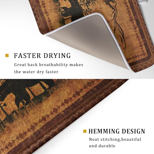 Forest Bear Dish Drying Mat 18x24 Inch Rustic Cabin Washable Microfiber Absorbent Dishes Drainer Rack Pad for Kitchen Counter Home Decor