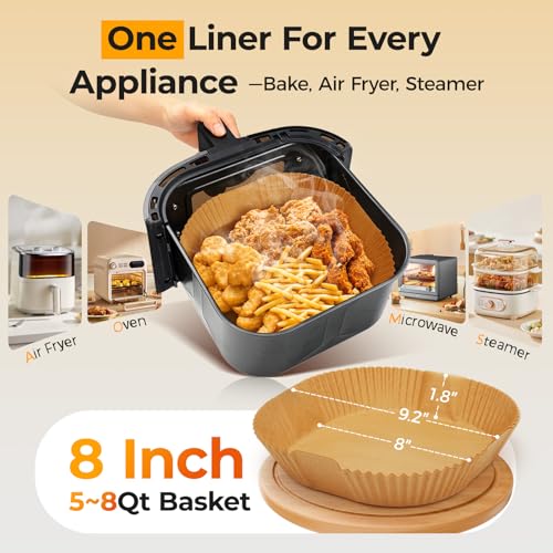 400 Pcs 8" Square Air Fryer Liners Disposable (400 Count)