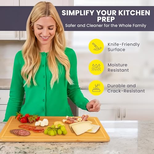 20 Inch Bamboo Wood Cutting Board Featuring Super