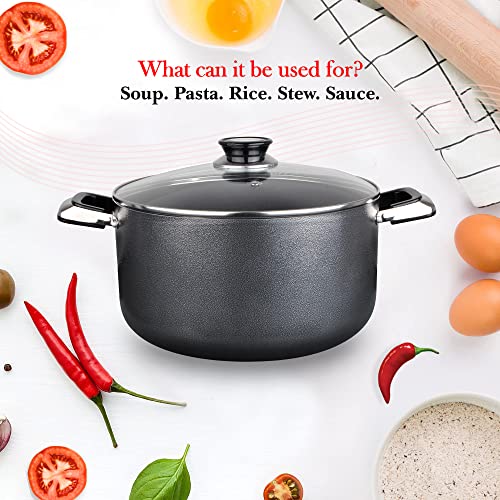 10 Quart Non stick Stock Pot with Tempered Glass Lid and Carrying Handles