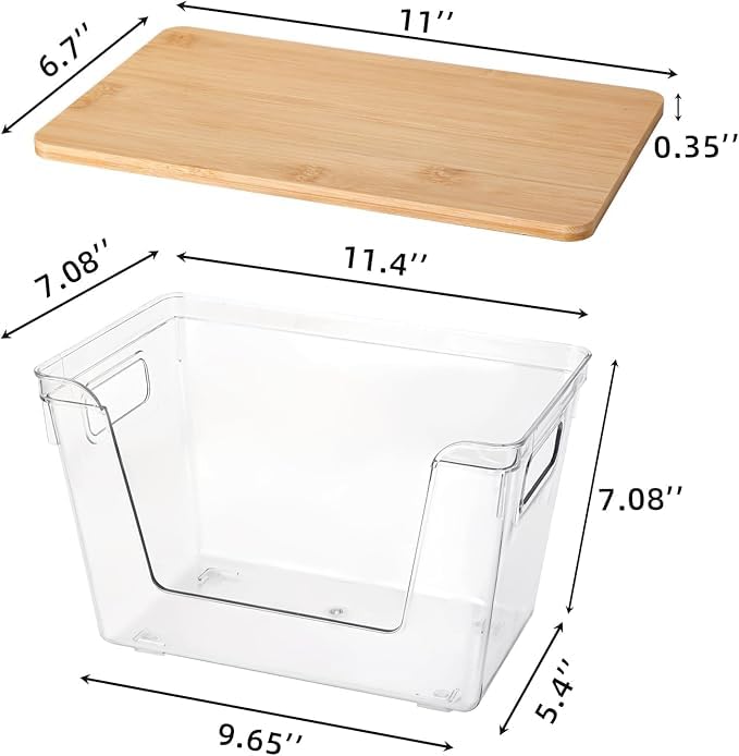 4 Set Potato And Onion Storage Bins with Bamboo Lid