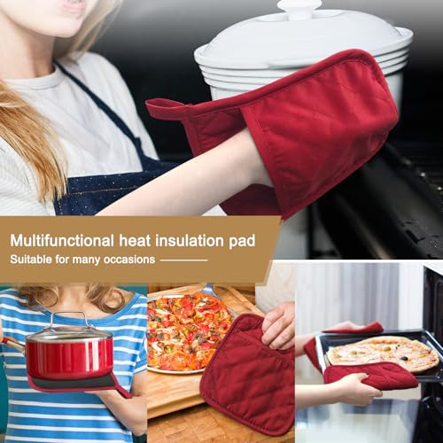 2Pcs Cotton and Neoprene Oven Pads Pot Holders with Pocket 8"x8.5" Dual (2 Count)