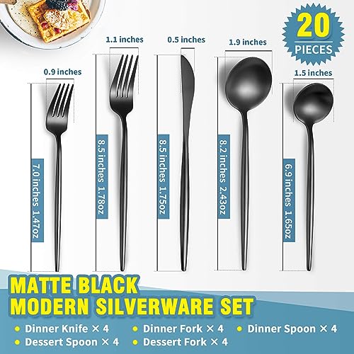 Matte Black Silverware Set for 4 (4 Count)