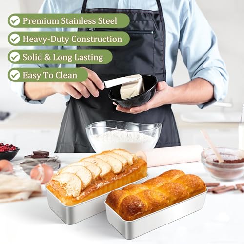 Loaf Pan 12 x 5 Inch Stainless Steel Loaf Pans for Baking Bread (3 Count)