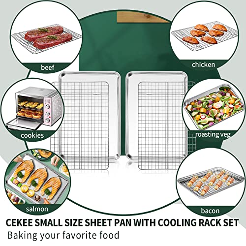 Small Baking Sheet with Rack Set [2 Cookie Sheets + 2 Baking Racks]