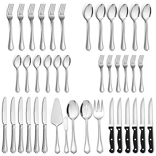 41 Piece Silverware Flatware Set for 6