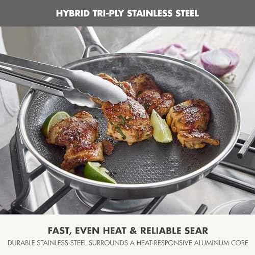 Hybrid APEX 12" Stainless Steel Frying Pan Skillet with Lid
