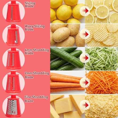 Upgrade Rotary Cheese Grater Shredder with Handle