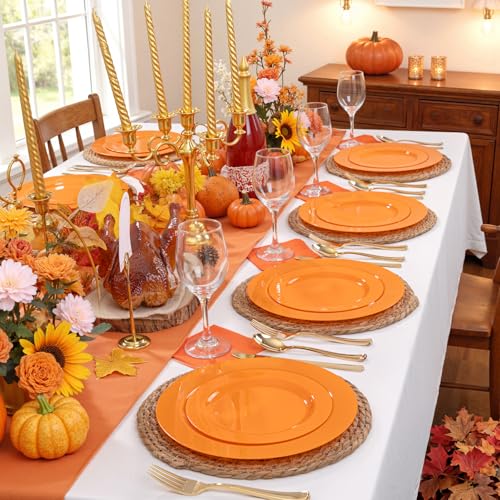 60PCS Orange Plates (60 Count)