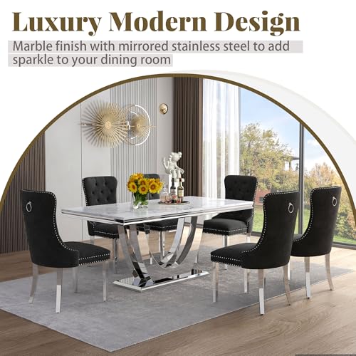 Marble Dining Table Set for 6 (7 Count)