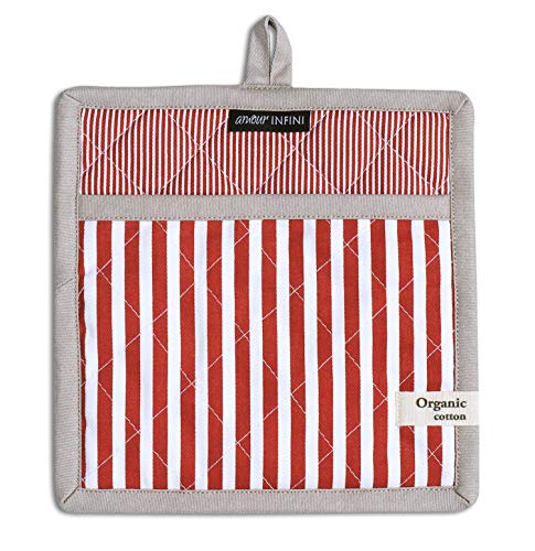 Striped Pot Holders and Oven Mitts Heat Resistant Non Slip Reusable Set of 1 Oven Mitt and 1 Pot Holder Oven Gloves Pot Holder for Cooking