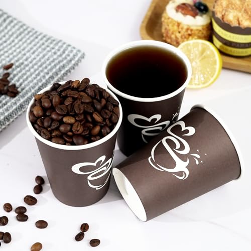 400 Count 8 oz Paper Coffee Cups Disposable Hot Coffee Cups Brown