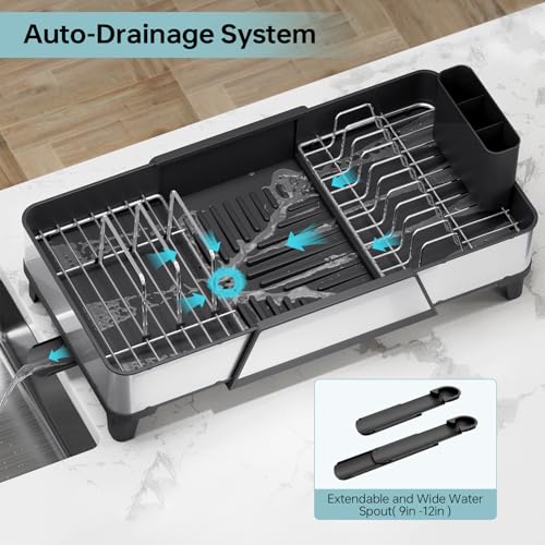 Large Expandable Dish Drying Rack for Kitchen Counter