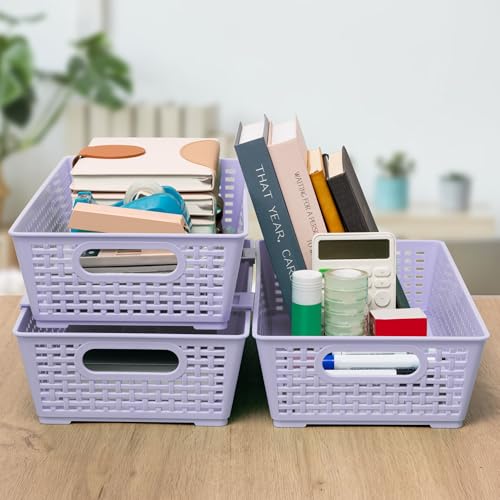 Stackable Woven Plastic Basket (6 Count)