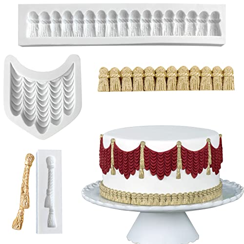 Macrame Tassel Cake Decoration Fondant Border Mold 3pcs