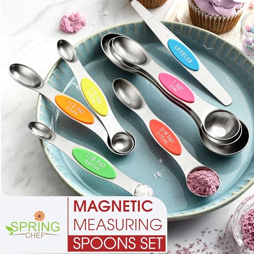 Stainless Steel Magnetic Measuring Spoons Set of 8