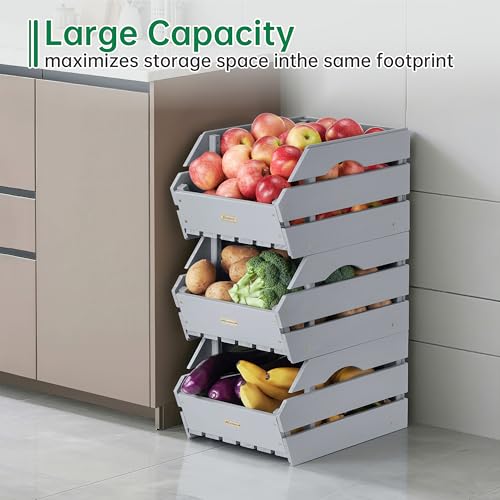 Wood Potato Onion Storage Bins (3 Count)