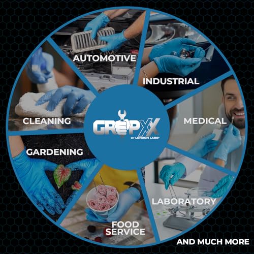 Heavy Duty 6 Mil Blue Nitrile Gloves Disposable Latex & Powder Free (100 Count)