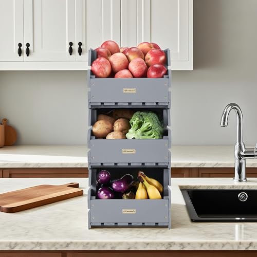 Wood Potato Onion Storage Bins (3 Count)