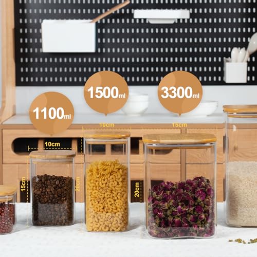 37oz 115oz Square Glass Storage Containers with Lids 2 (2 Count)