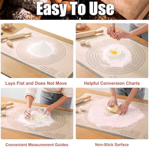 Silicone Pastry Mat 36x24 Inch Extra Large Baking Mat with Measurements