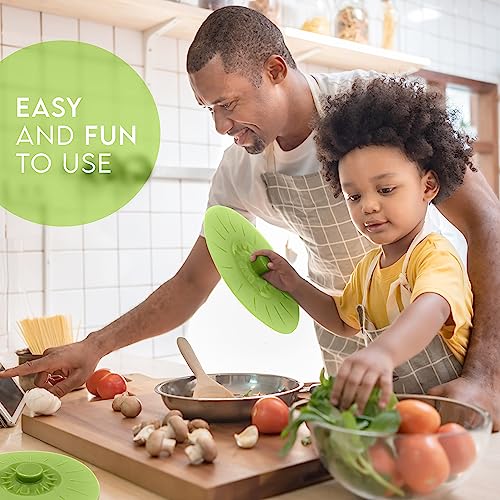 Silicone Bowl Lids Green Set of 5 Reusable Suction Seal Covers for Bowls (5 Count)
