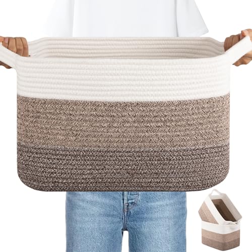 30L Storage Basket Large Blanket Basket Living Room Dark Brown