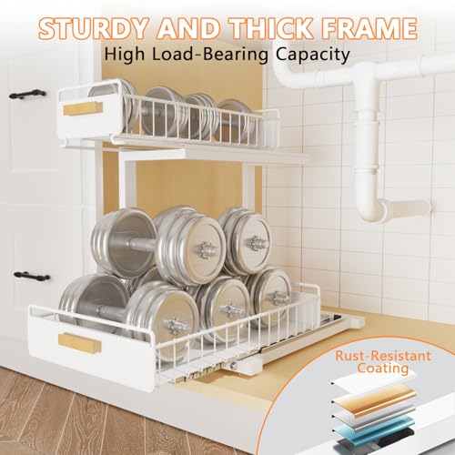 2 Pack Under Sink Organizer with Ball Bearing Sliding Drawer (2 Count)