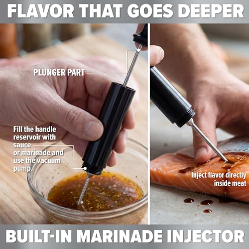 3-in-1 Barbecue Chain-Link Basting Mop, Built-in Injector