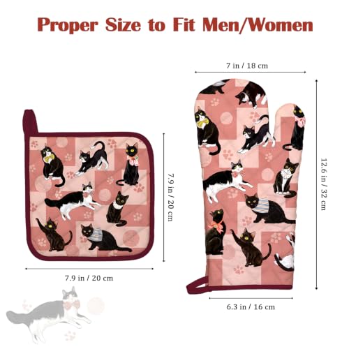 Black Cat Oven Mitts and Pot Holders Set (2 Count)