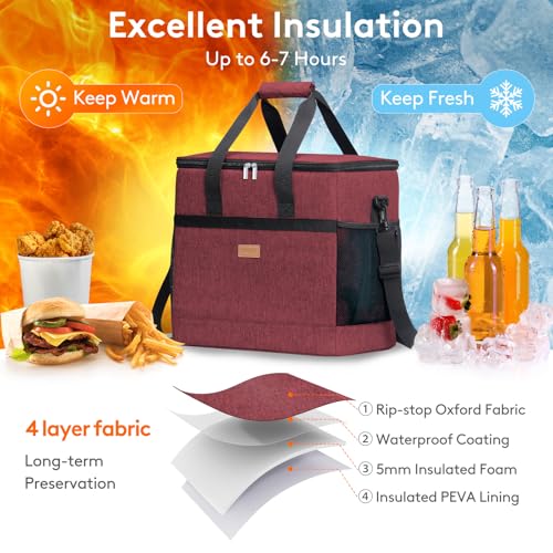 Cooler Bag 60 Cans Collapsible and Insulated Large Lunch Bag Leakproof Soft Cooler Portable for Camping (60 Count)