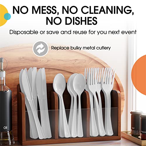 Party Solids 200 Pcs Heavy Duty Plastic Cutlery (200 Count)