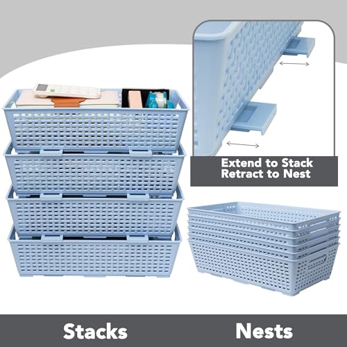 Stackable Woven Plastic Basket (6 Count)