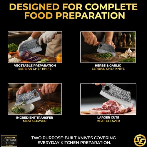 2 Piece Butcher Knife Set Serbian Chef Meat Cleaver Kitchen Knives BBQ (2 Count)
