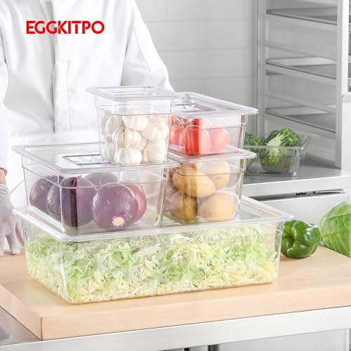 1 6 Clear Food Pans 6 pack 2.5 Inch Deep Pan Stackable Polycarbonate Food Pan for Commercial Kitchen Restaurant Use BPA free (6 Count)