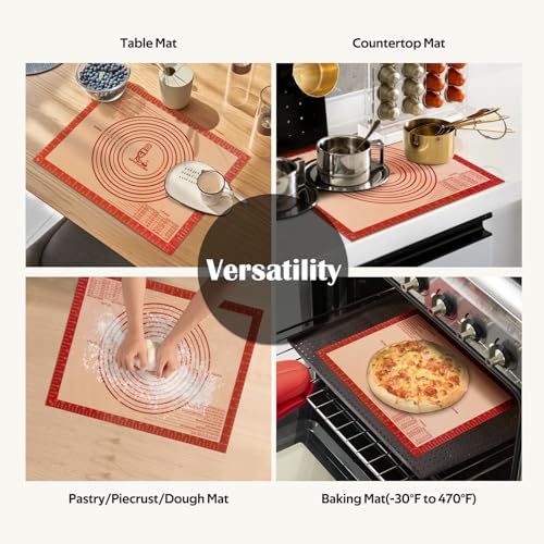 Extra Thick Silicone Pastry Mat Large for NonStick Baking Mat Measurement