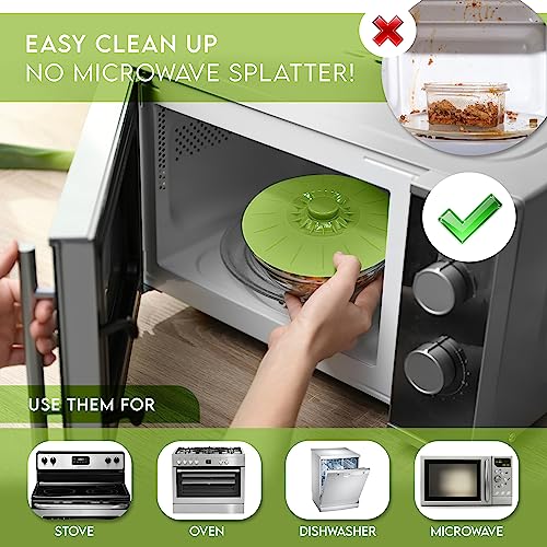Silicone Bowl Lids Green Set of 5 Reusable Suction Seal Covers for Bowls (5 Count)